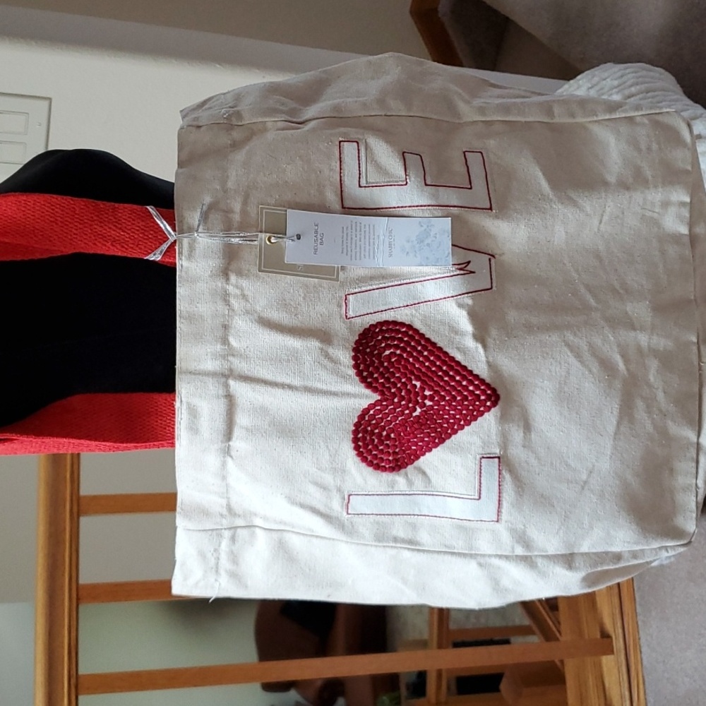 LOVE…..Shabby chic reusable tote bag NWT